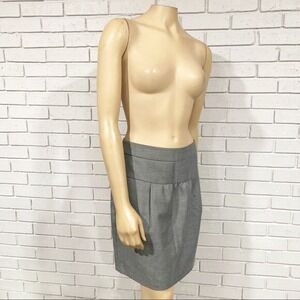 Ann Taylor LOFT Gray Pleated Pencil Skirt Office Career Size 8 Side Zip Lined